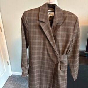Women's‎ Ganni Brown Plaid Blazer Size M